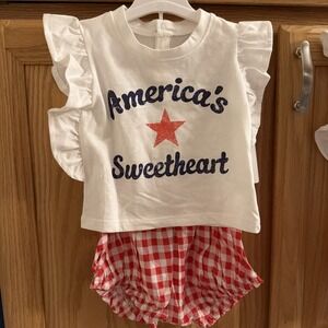 Grayson Mini Baby Girls Americas Sweetheart Ruffle Top & Bottom Set - 12M